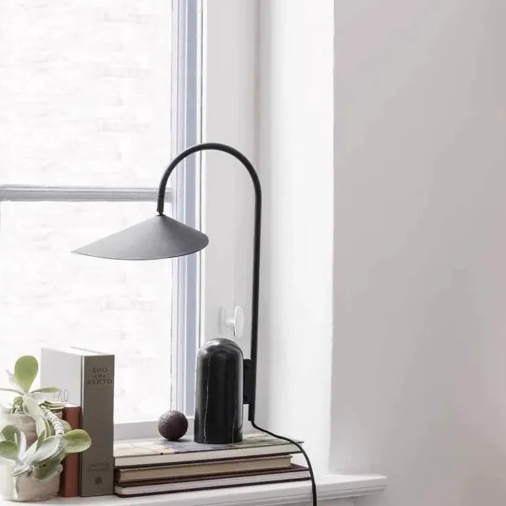 Black Shape Table Lamp For Bedroom Carins Metal & Marble Plug Ip20