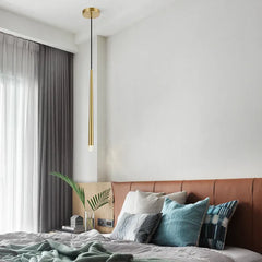 Gold Light Single Pendant For Bedroom Linear Modern Acrylic Warm White