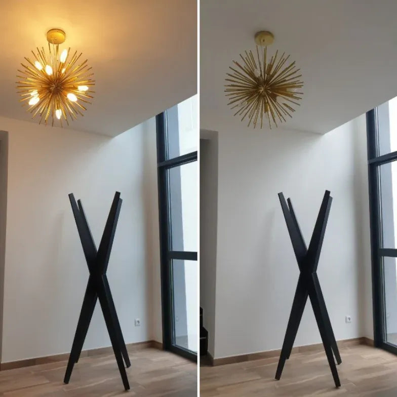 Gold Statement Pendant Light For Bedroom Colon Metal Without Bulbs