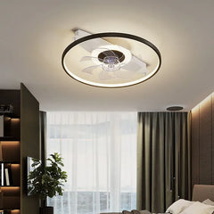 Black Ceiling Fan With Light For Bedroom Edge Metal Ip20 Led