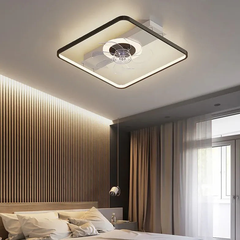 Black Ceiling Fan With Light For Bedroom Edge Metal Ip20 Led