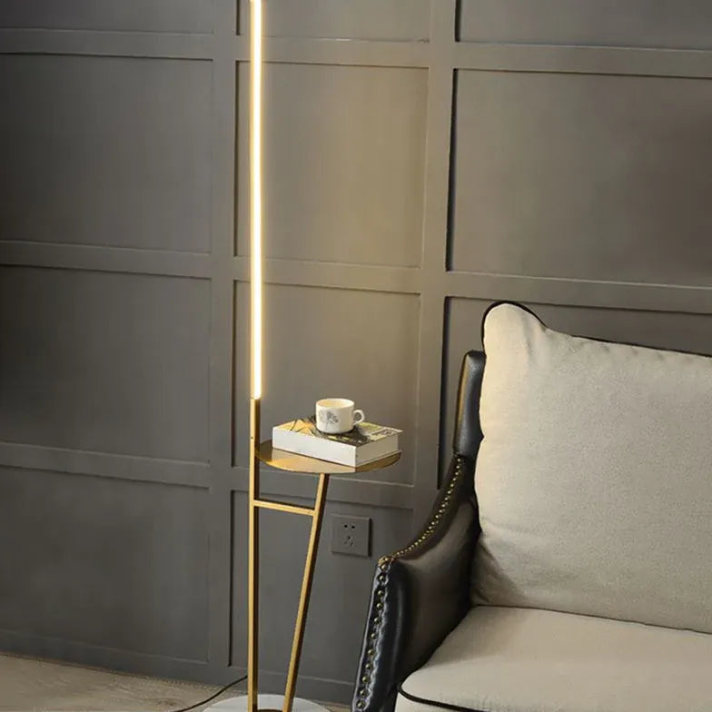 Black Floor Lamp For Study Room Linear Edge Metal Plug Dimmable Ip20