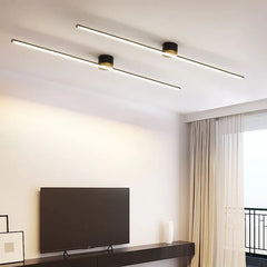 Black Flush Light For Bedroom Linear Edge Metal Ip20 Natural Light Led