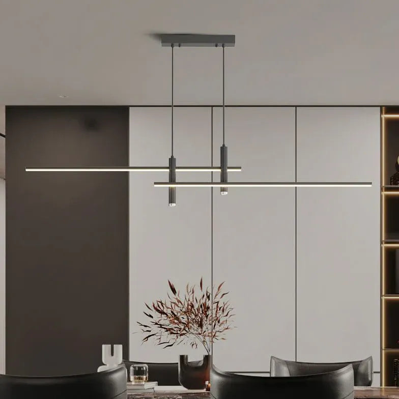 Black Statement Pendant Light For Kitchen Linear Edge Metal Ip20 Warm White