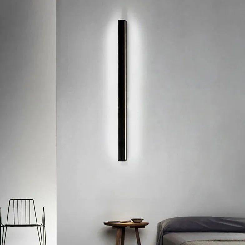 Black Flush Wall Light For Bedroom Edge Metal & Acrylic Ip44 Led