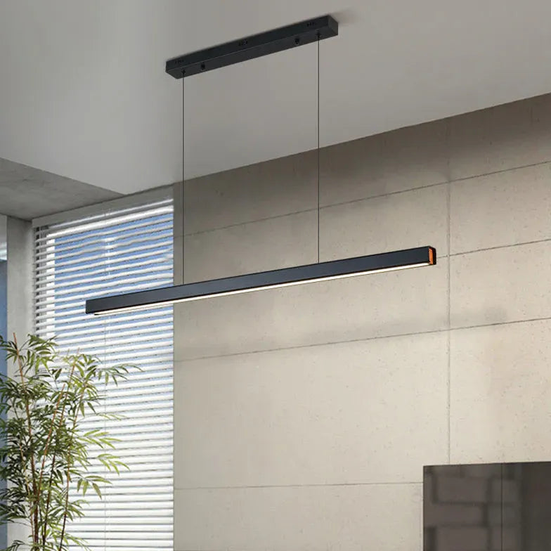 Black Bar Pendant Light Linear Edge Metal Led Dimmable Ip20