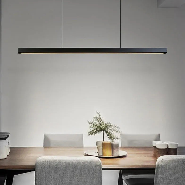 Black Bar Pendant Light Linear Edge Metal Led Dimmable Ip20