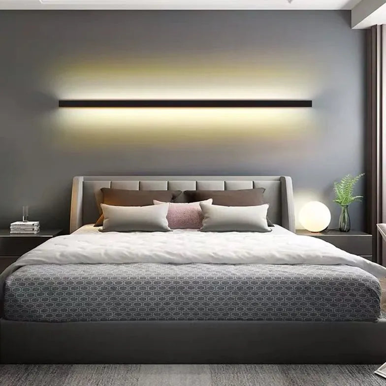 Black Flush Light For Bedroom Linear Edge Metal Led