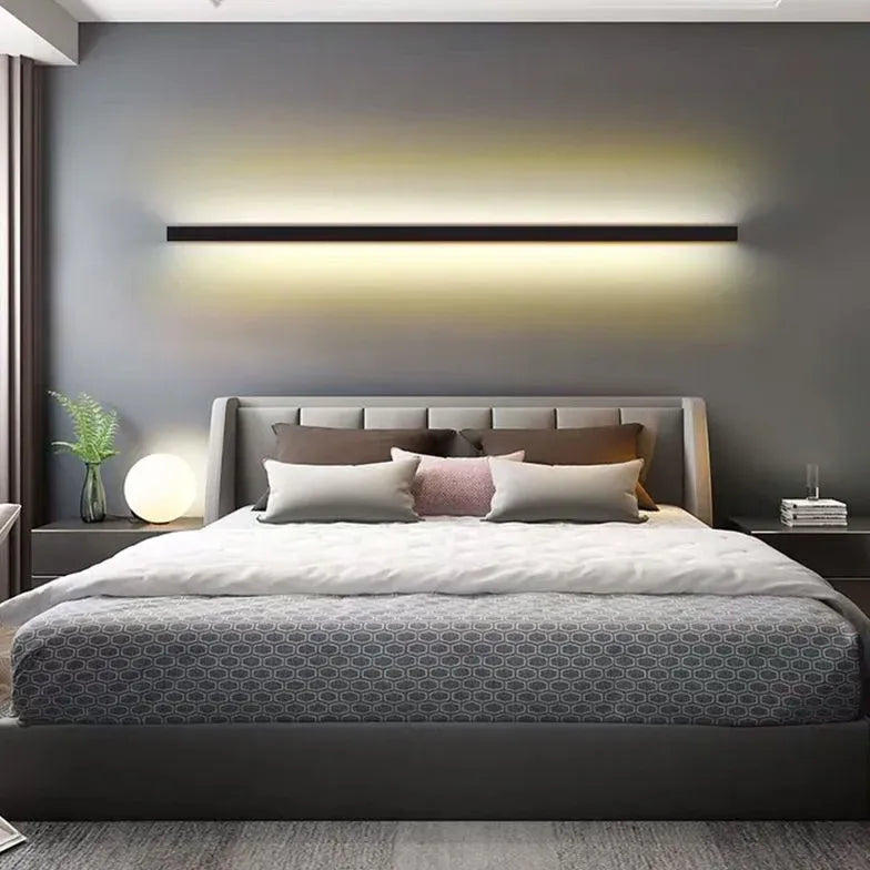 Black Flush Light For Bedroom Linear Edge Metal Led