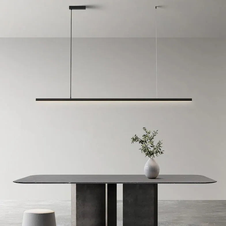 Black Bar Pendant Light For Dining Room Linear Edge Metal