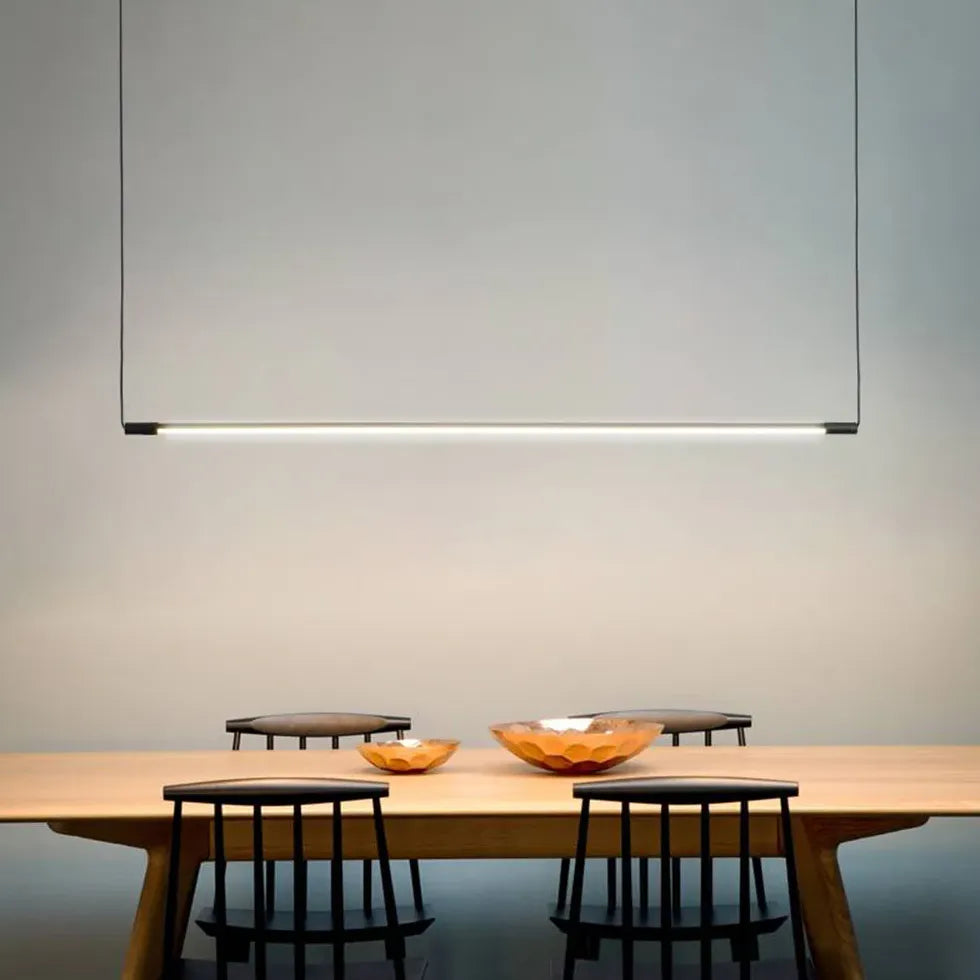 Black Bar Pendant Light For Bedroom Linear Edge Metal & Acrylic Warm White