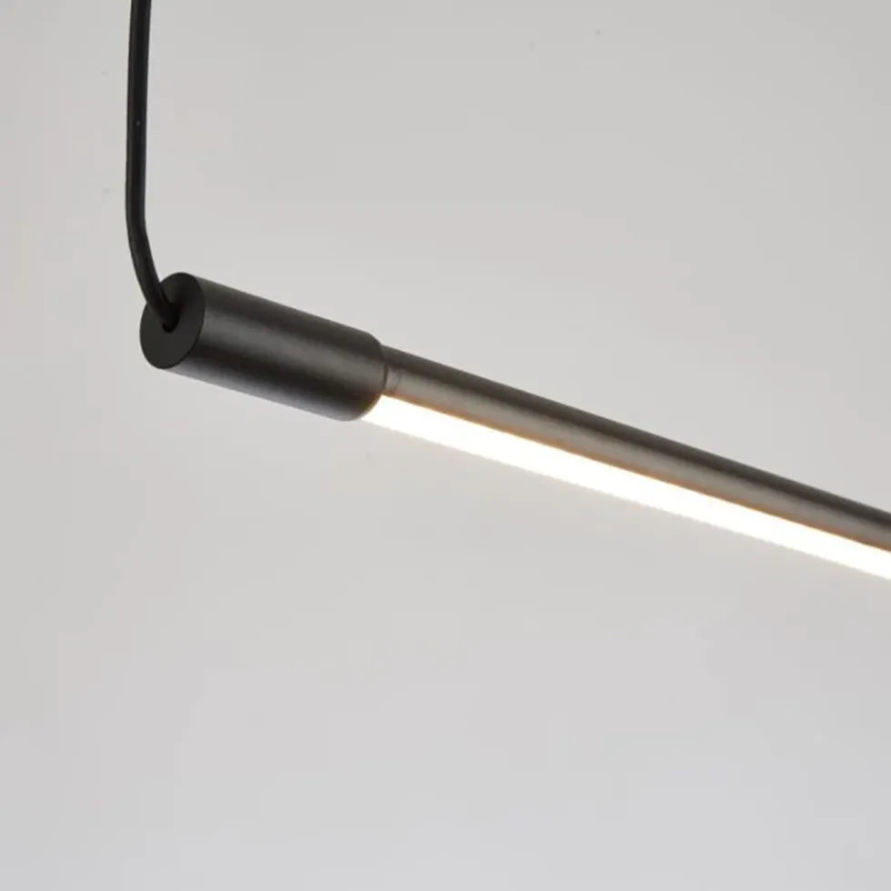 Black Bar Pendant Light For Bedroom Linear Edge Metal & Acrylic Warm White