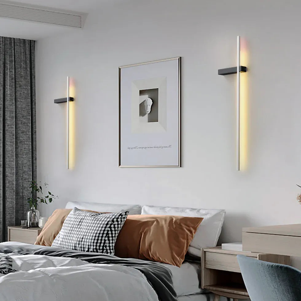 Flush Wall Light For Bedroom Linear Edge Metal Led Warm White