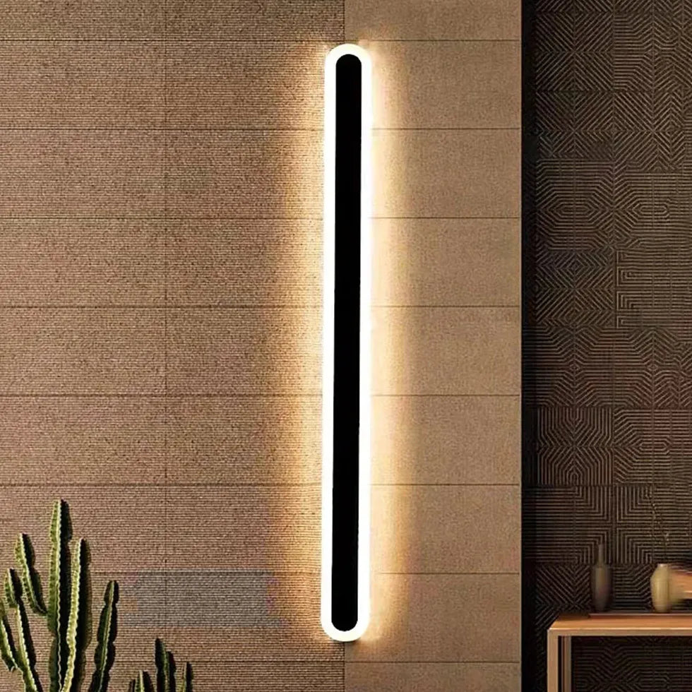 Outdoor Wall Light For Kitchen Linear Edge Metal & Acrylic Led Ip65 Dimmable