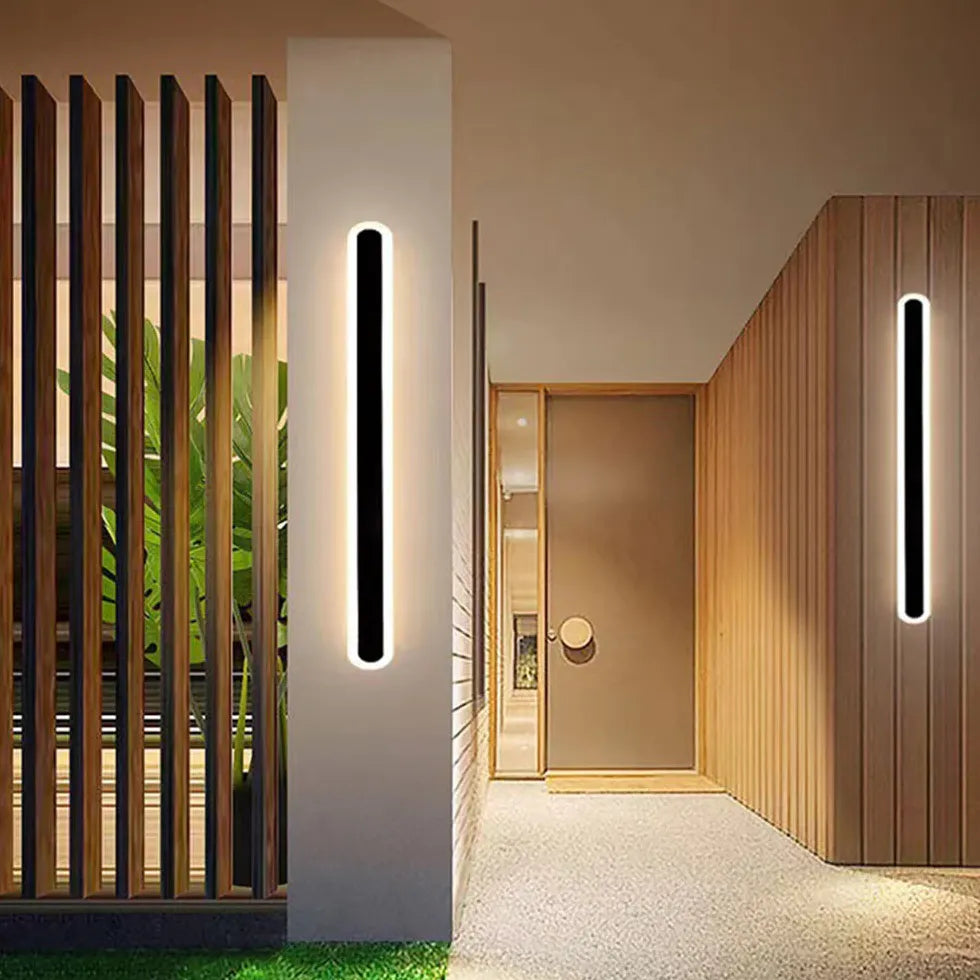 Outdoor Wall Light For Kitchen Linear Edge Metal & Acrylic Led Ip65 Dimmable