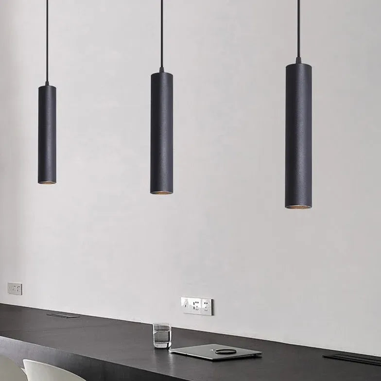 Black Light Single Pendant For Living Room Linear Edge Metal