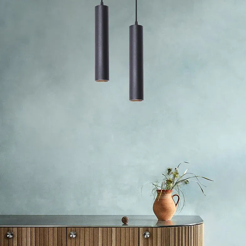 Black Light Single Pendant For Living Room Linear Edge Metal