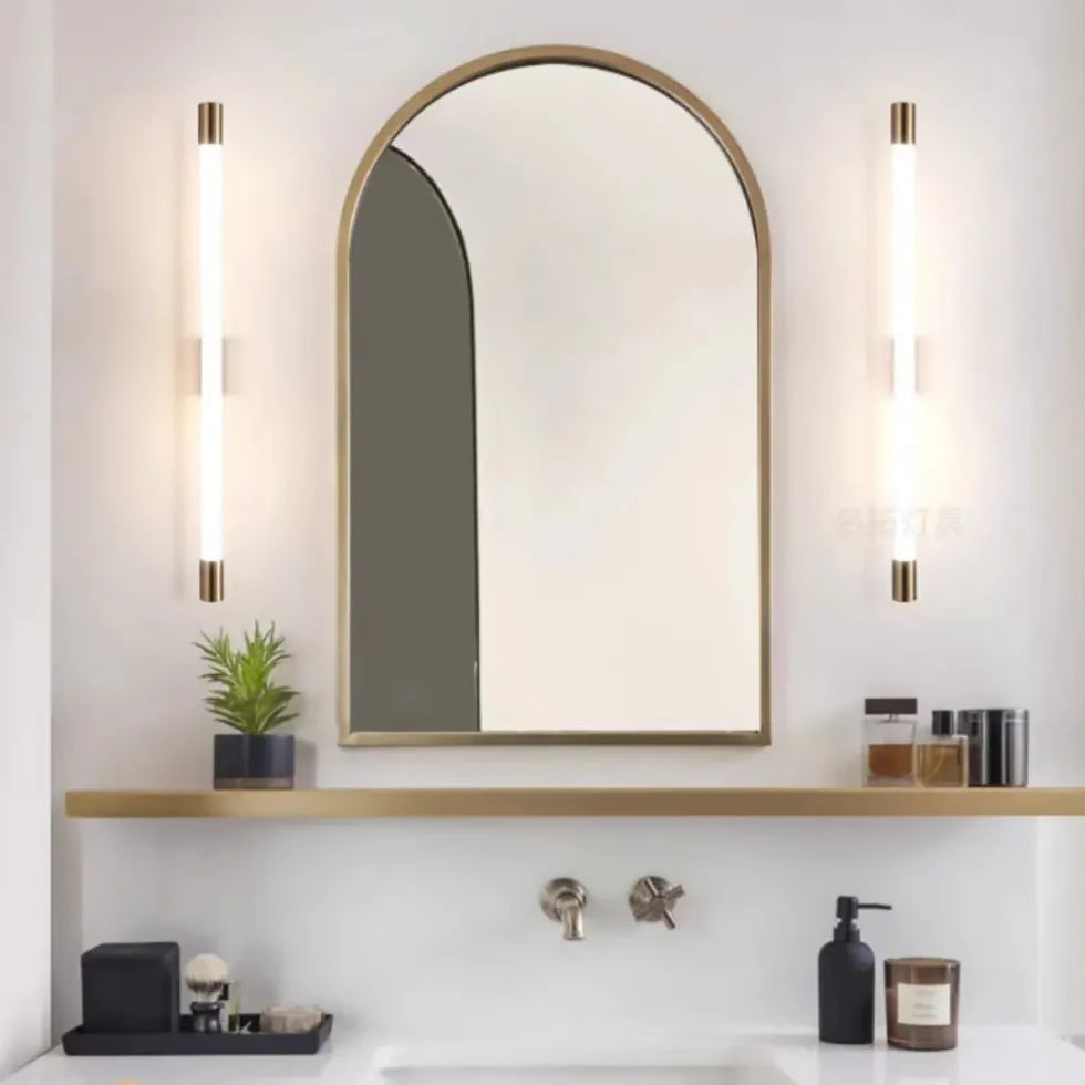 Gold Mirror Light For Bedroom Edge Metal & Acrylic Ip44