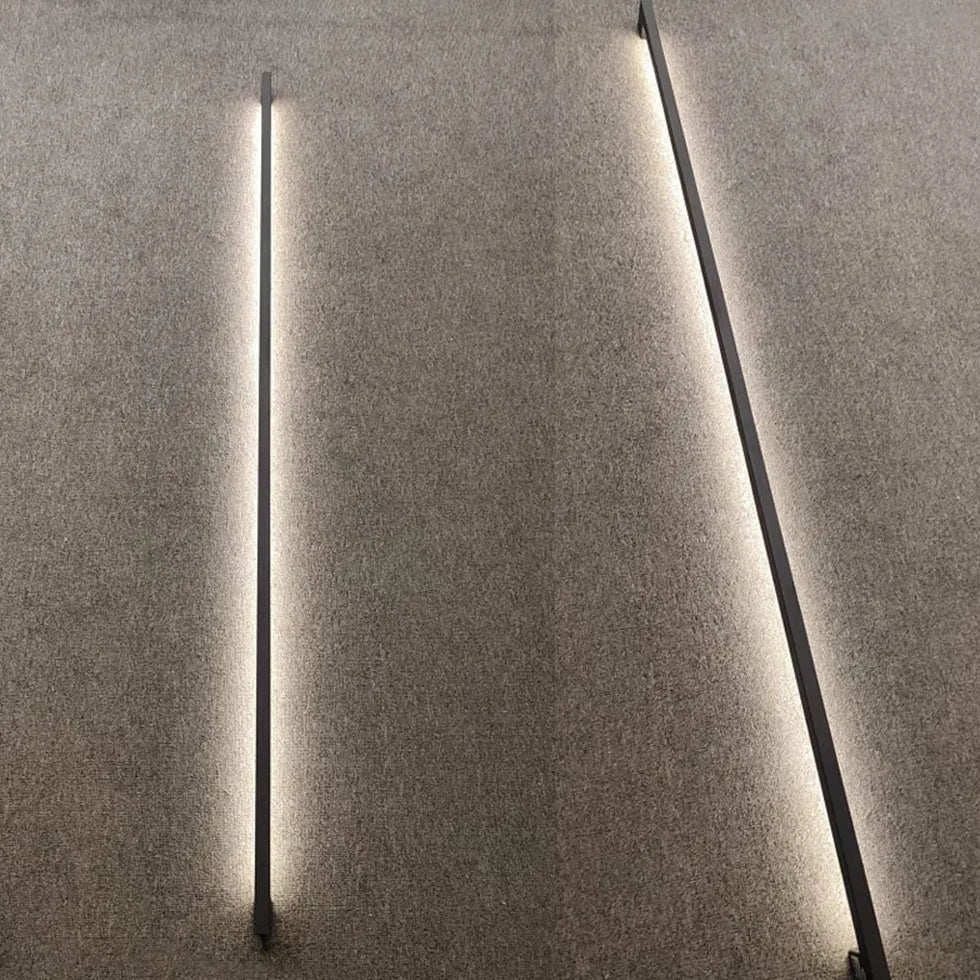 Black Flush Wall Light For Living Room Linear Edge Metal & Acrylic