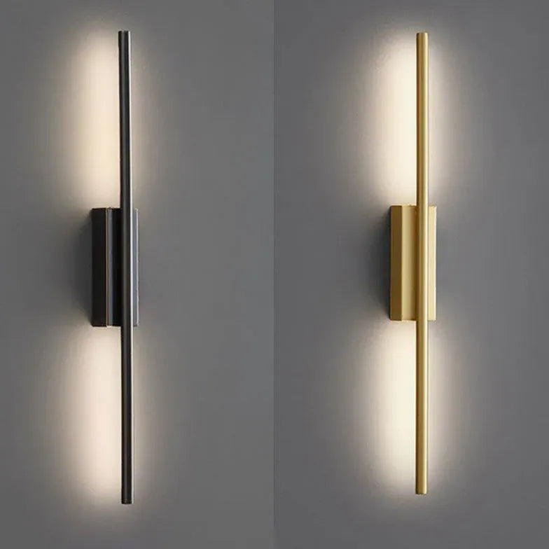 Black Flush Wall Light For Bathroom Linear Edge Metal Dimmable Led