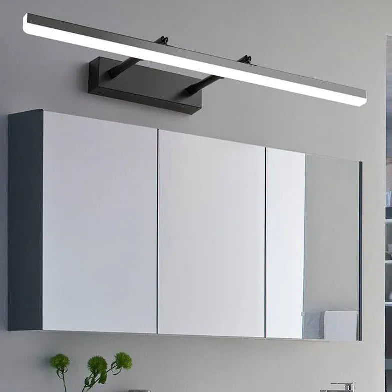 Black Mirror Light For Bathroom Linear Edge Metal Ip44 Led Warm White