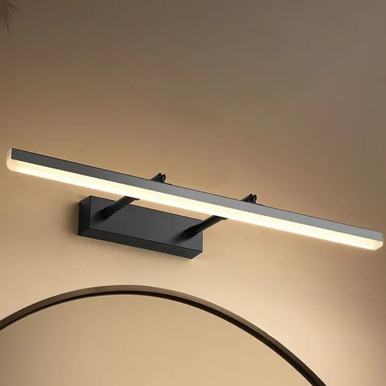 Black Mirror Light For Bathroom Linear Edge Metal Ip44 Led Warm White