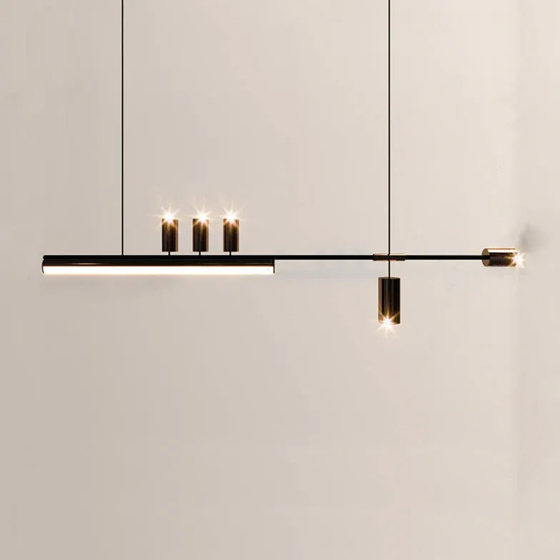 Black Statement Pendant Light For Dining Room Edges Metal & Acrylic Led