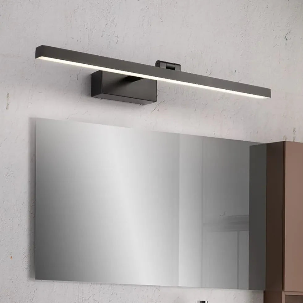 Black Mirror Light For Bedroom Linear Edge Metal & Acrylic Led Ip44 Warm White