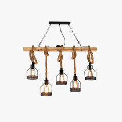 Black Statement Pendant Light Epoch Metal & Rope Led Ip20 Without Bulbs