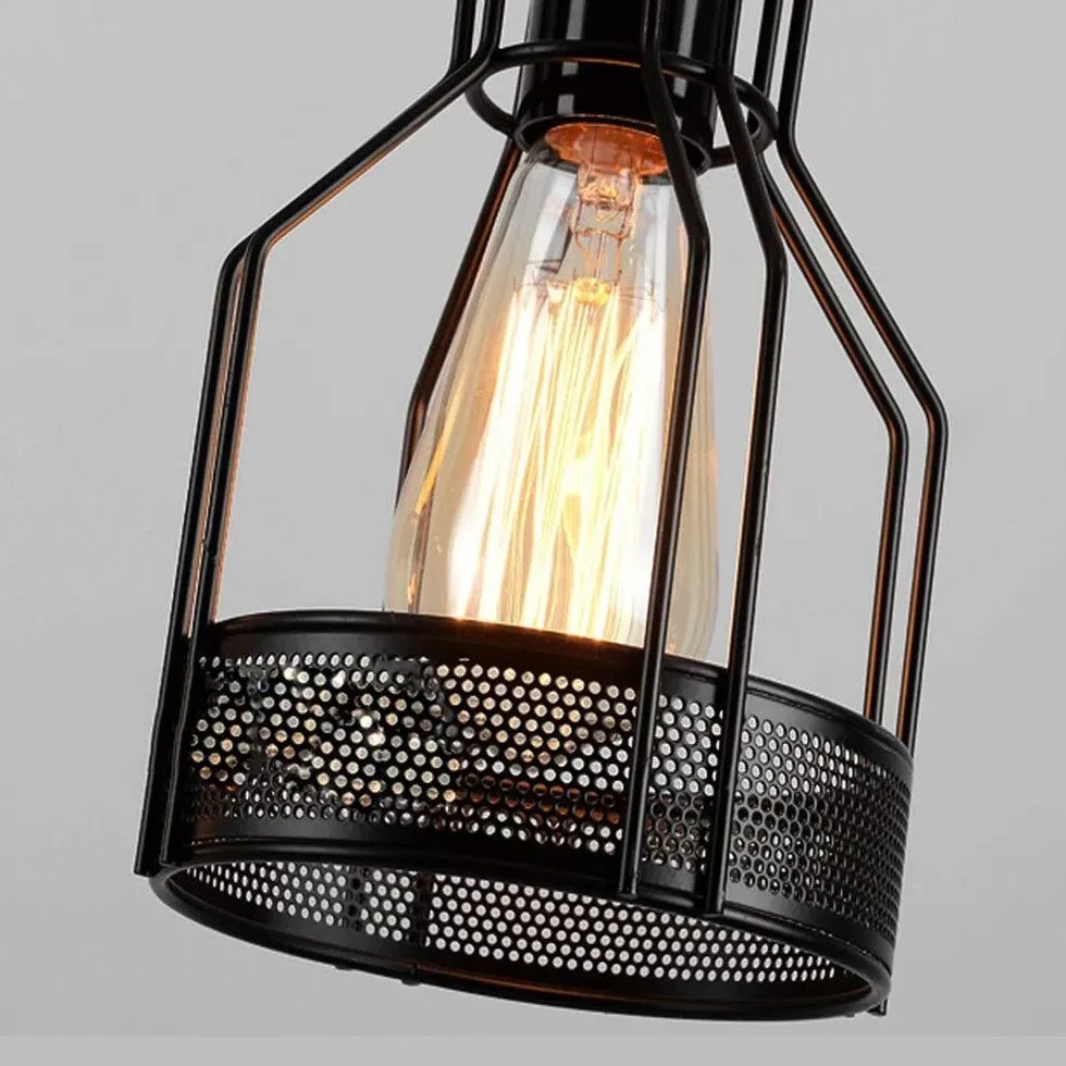 Black Statement Pendant Light Epoch Metal & Rope Led Ip20 Without Bulbs