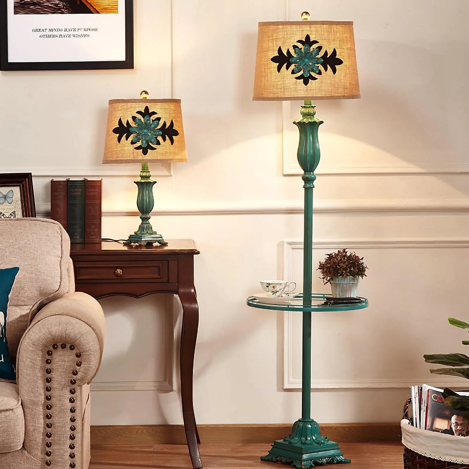 Green Floor Lamp For Bedroom Eryn Metal & Resin Ip20