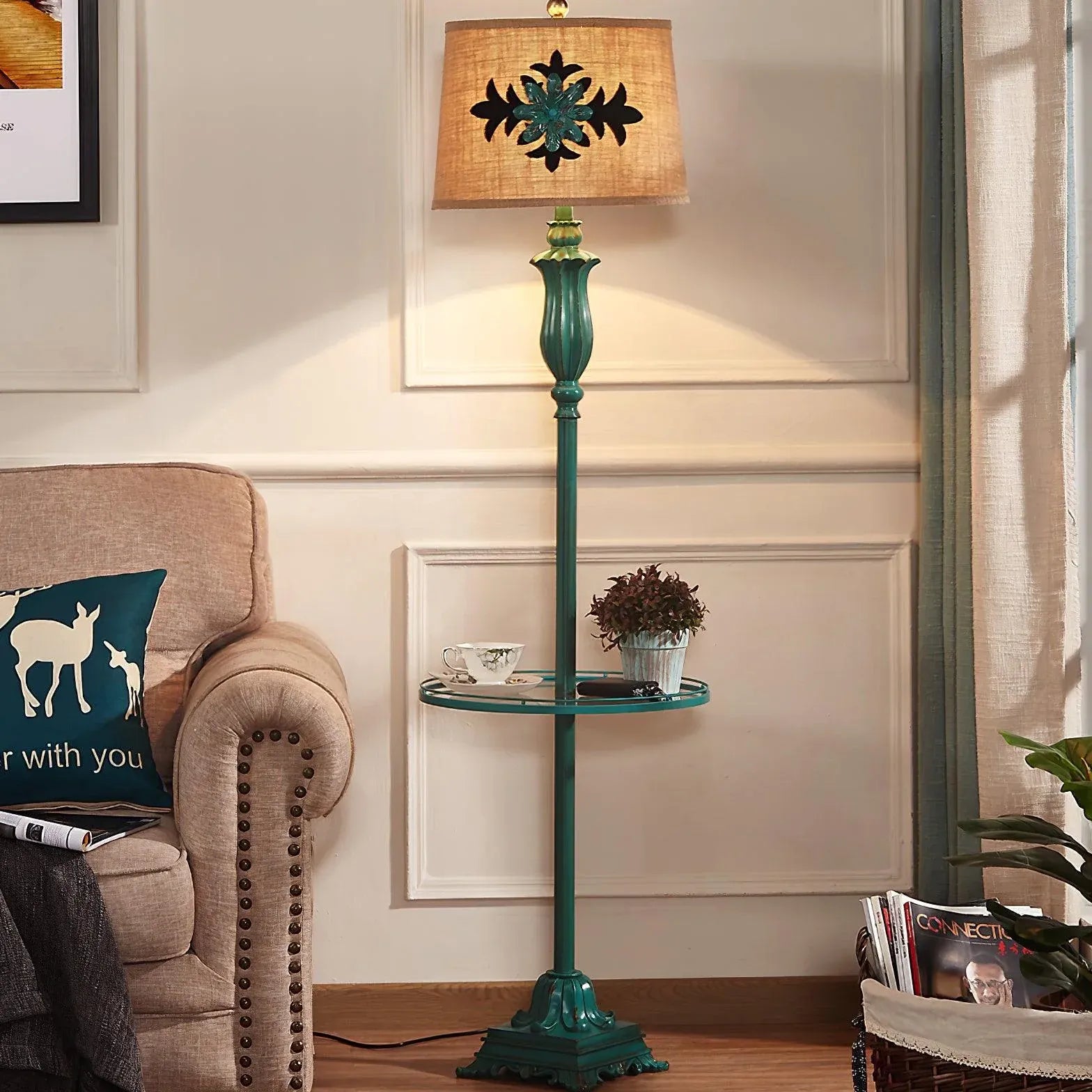 Green Floor Lamp For Bedroom Eryn Metal & Resin Ip20