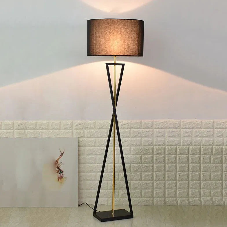 Floor Lamp For Bedroom Cylinder Eryn Metal & Fabric Led Plug Ip20