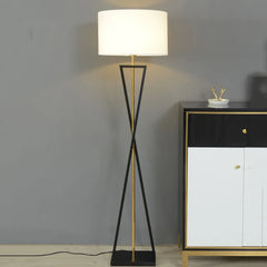 Floor Lamp For Bedroom Cylinder Eryn Metal & Fabric Led Plug Ip20