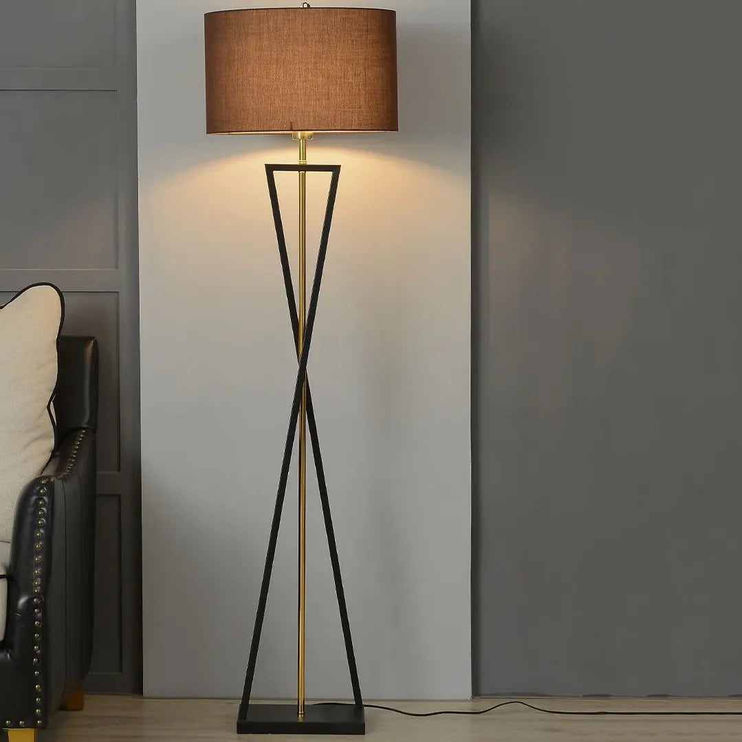 Floor Lamp For Bedroom Cylinder Eryn Metal & Fabric Led Plug Ip20