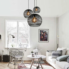 Industrial Solid Wood Birdcage Single Pendant Lamp