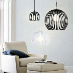 Industrial Solid Wood Birdcage Single Pendant Lamp