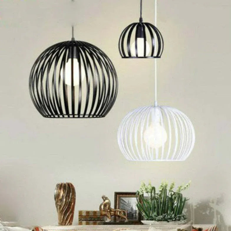 Industrial Solid Wood Birdcage Single Pendant Lamp