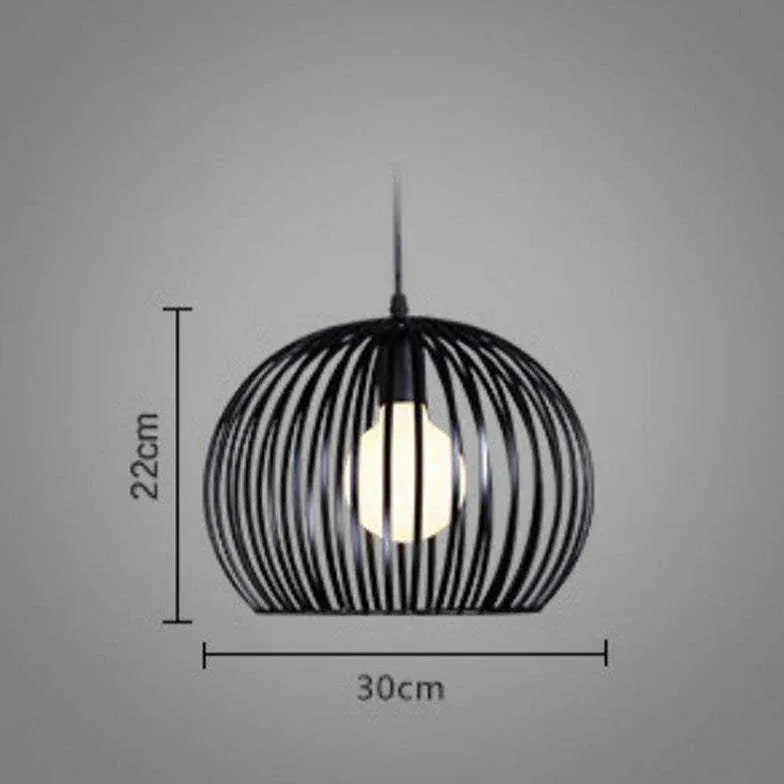 Industrial Solid Wood Birdcage Single Pendant Lamp