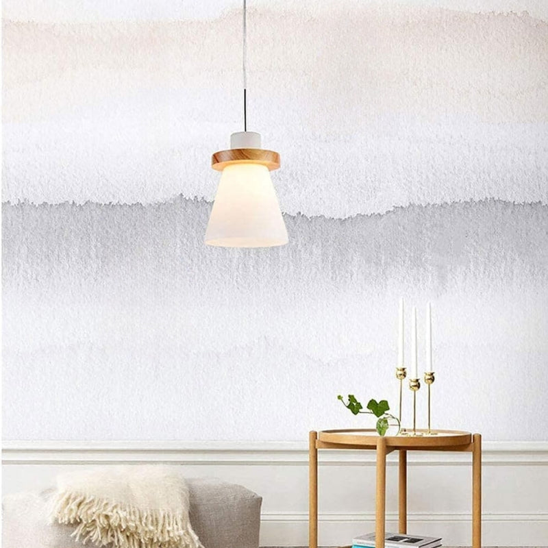 Hailie Minimalism LED Pendant Light Wood Glass Bedroom/Dining Room