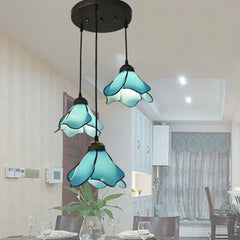 Blue Light Single Pendant For Bedroom Felicie Metal & Stained Glass Led