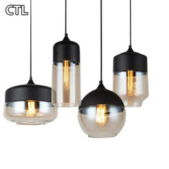 Clear Shade Hanging Lamp Black