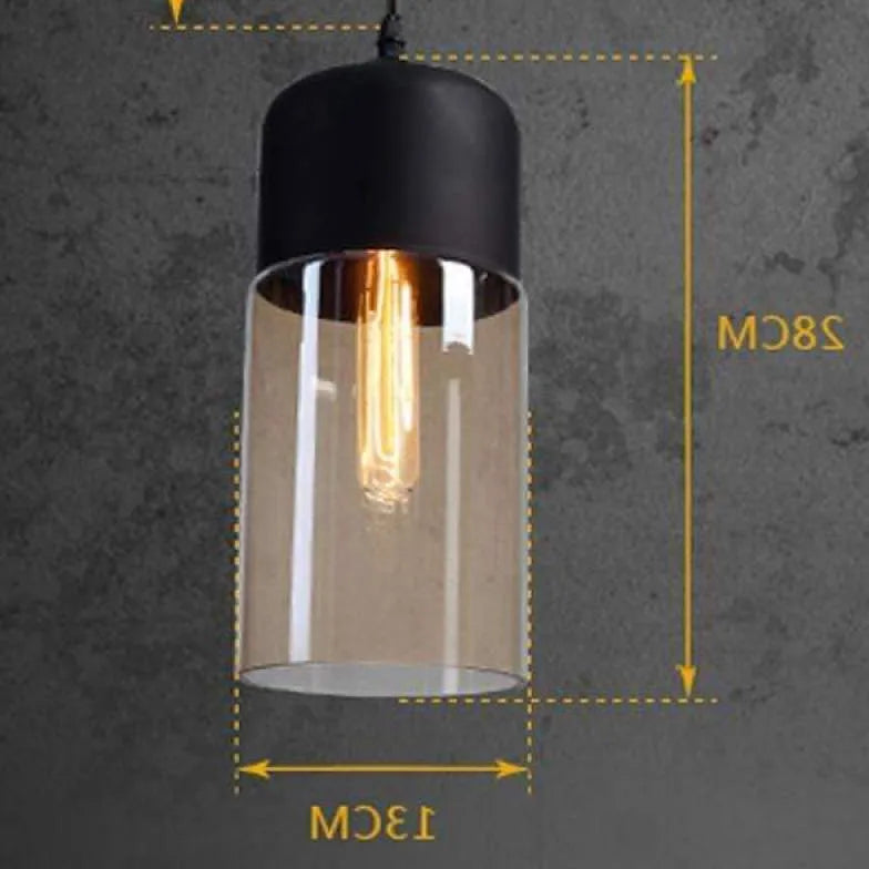 Clear Shade Hanging Lamp Black