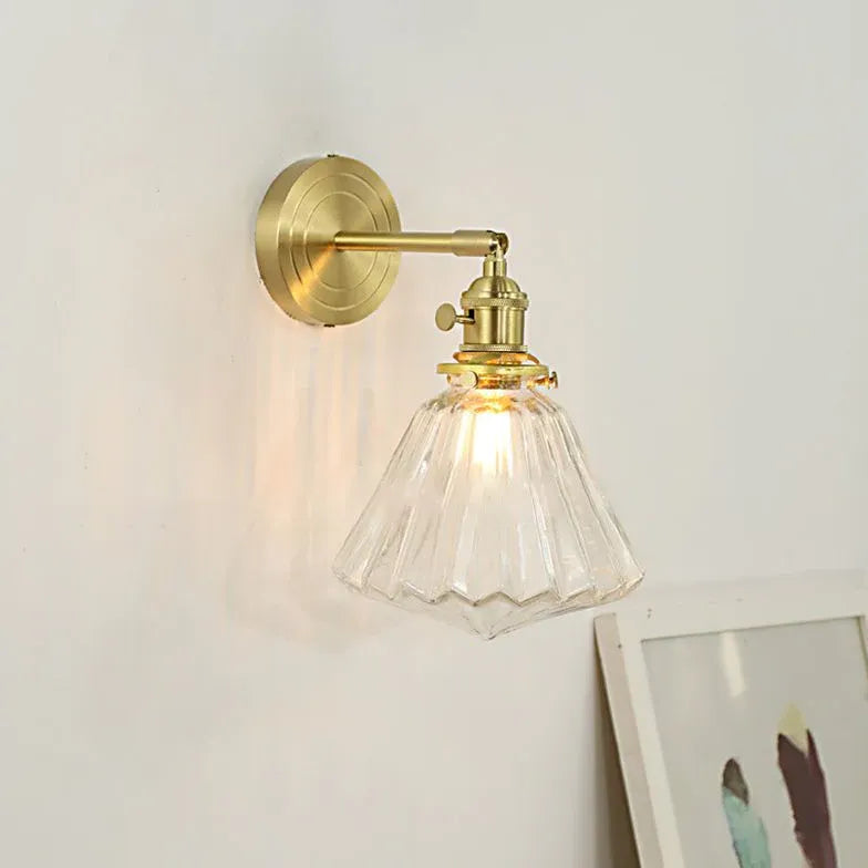 Gold Single Arm Wall Light For Bathroom Hailie Metal & Glass Led Ip44