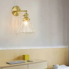 Gold Single Arm Wall Light For Bathroom Hailie Metal & Glass Led Ip44