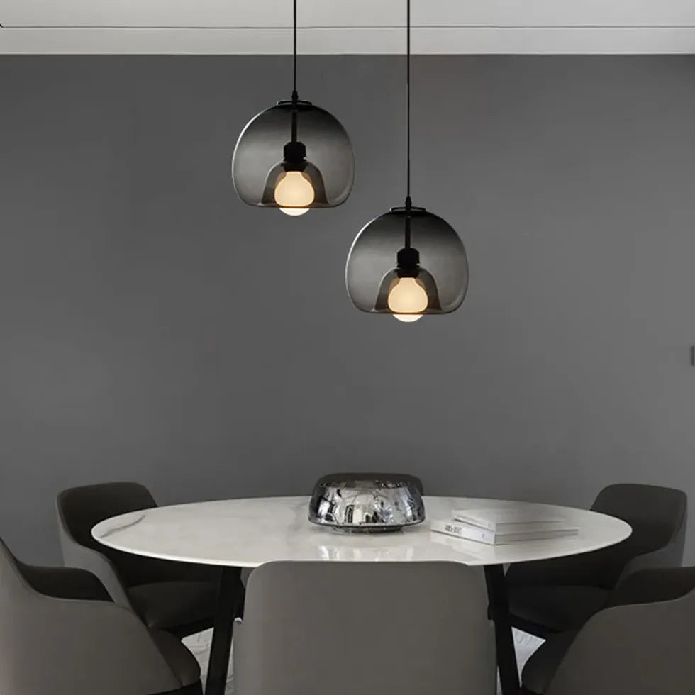 Grey Coloured Glass Pendant Light For Study Room Hailie Glass Ip20