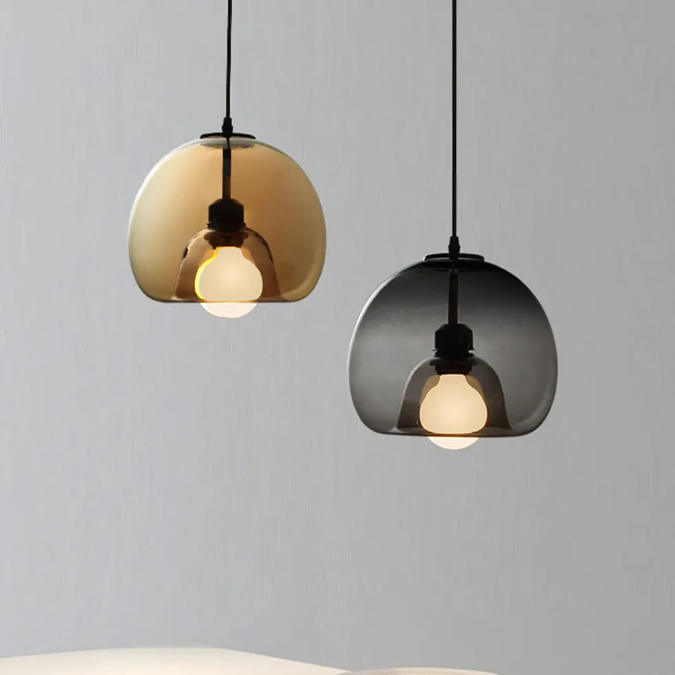 Grey Coloured Glass Pendant Light For Study Room Hailie Glass Ip20