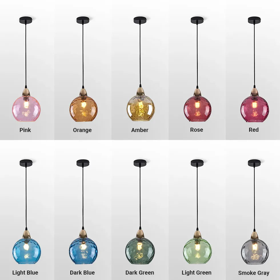 Coloured Glass Pendant Light For Bedroom Hailie Metal & Glass Warm White Led Ip20