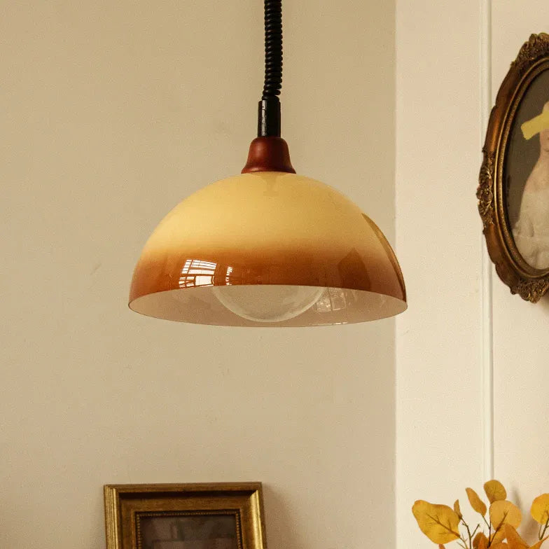 Brown Light Single Pendant For Bedroom Round Hailie Woodœöglass