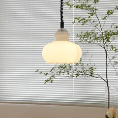 Green Rise & Fall Pendant Light For Living Room Hailie Glass Dimmable Led